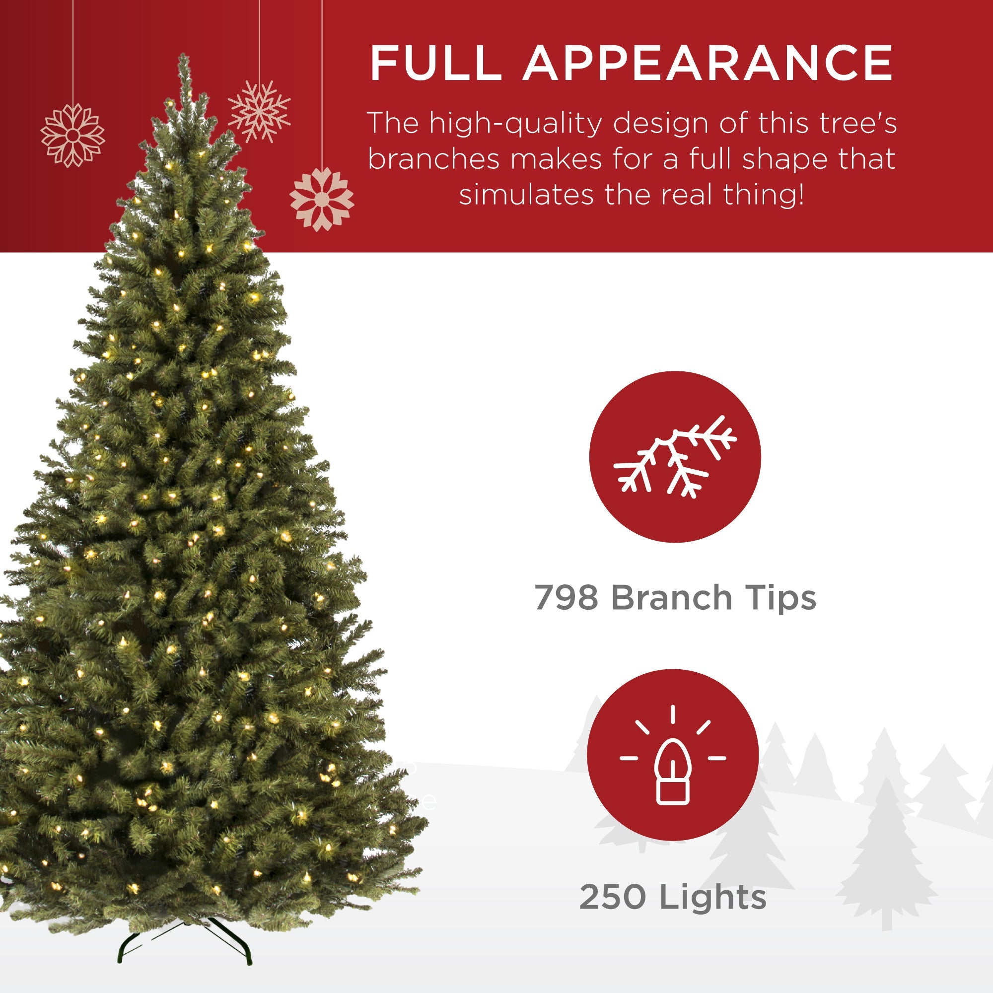 Pre-Lit Artificial Green Spruce Christmas Tree w/Easy Assembly