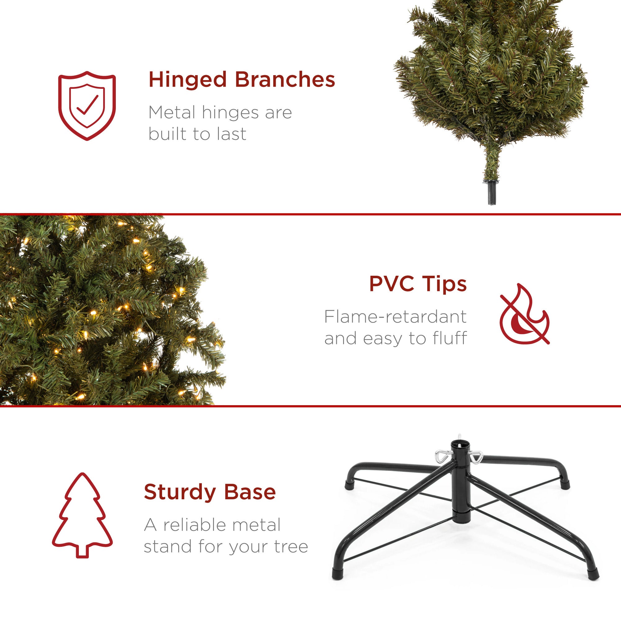 Pre-Lit Artificial Green Spruce Christmas Tree w/Easy Assembly