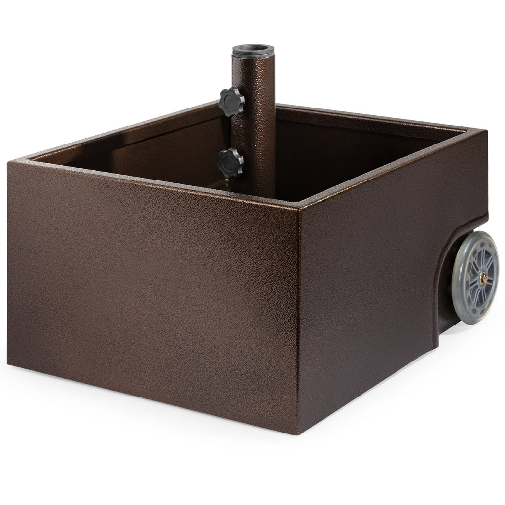 Portable Steel Umbrella Base Stand Up to 150 lbs w/ Fillable Planter Wheels
