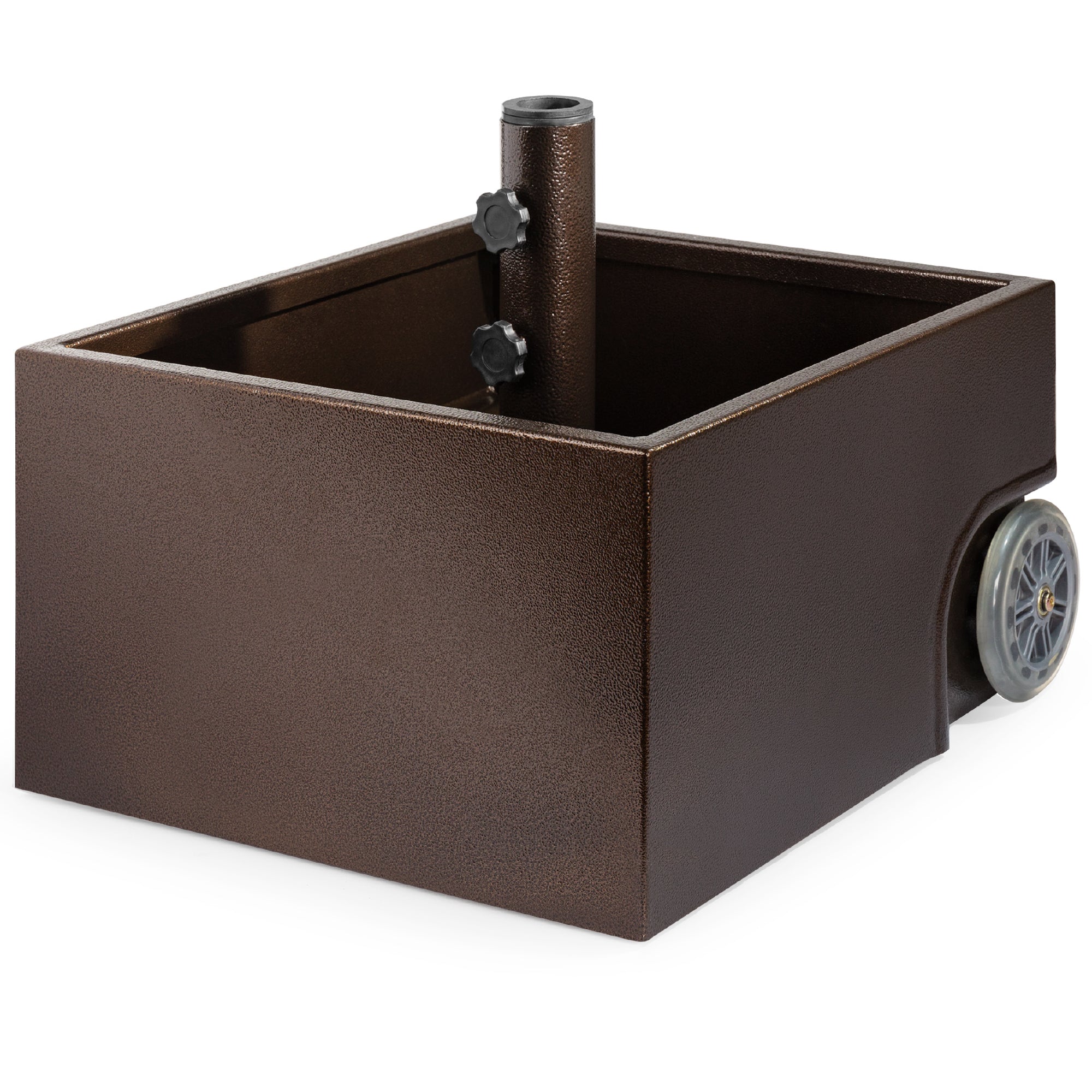 Portable Steel Umbrella Base Stand Up to 150 lbs w/ Fillable Planter Wheels