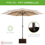 Portable Steel Umbrella Base Stand Up to 150 lbs w/ Fillable Planter Wheels