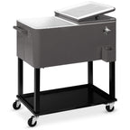 Portable Rolling Cooler Cart w/ Bottle Opener Catch Tray - 80qt