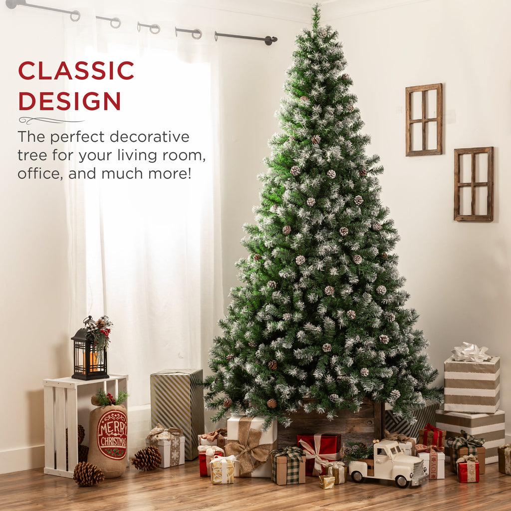 Pre-Decorated Christmas Tree w/ Pinecones Flocked Branch Tips