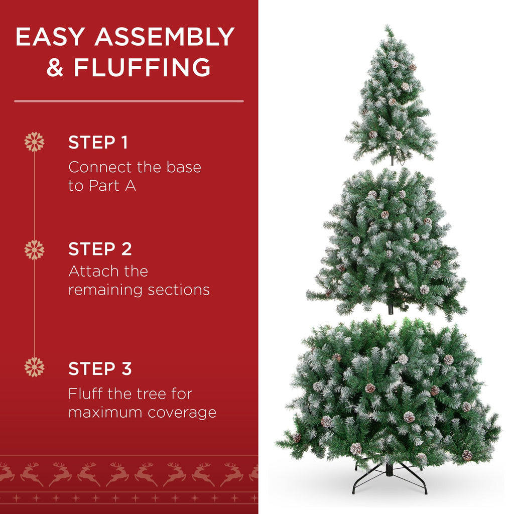 Pre-Decorated Christmas Tree w/ Pinecones Flocked Branch Tips