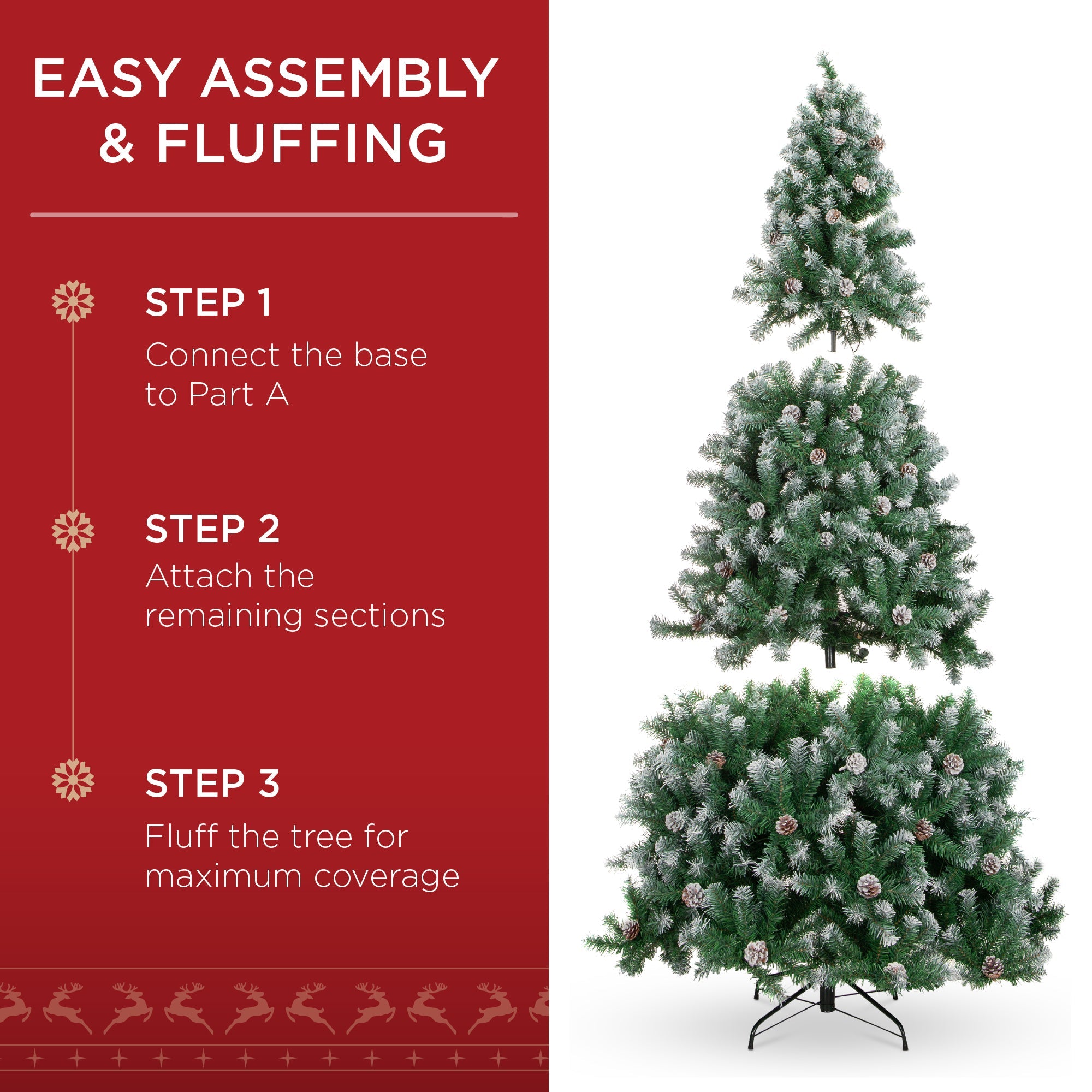 Pre-Decorated Christmas Tree w/ Pinecones Flocked Branch Tips