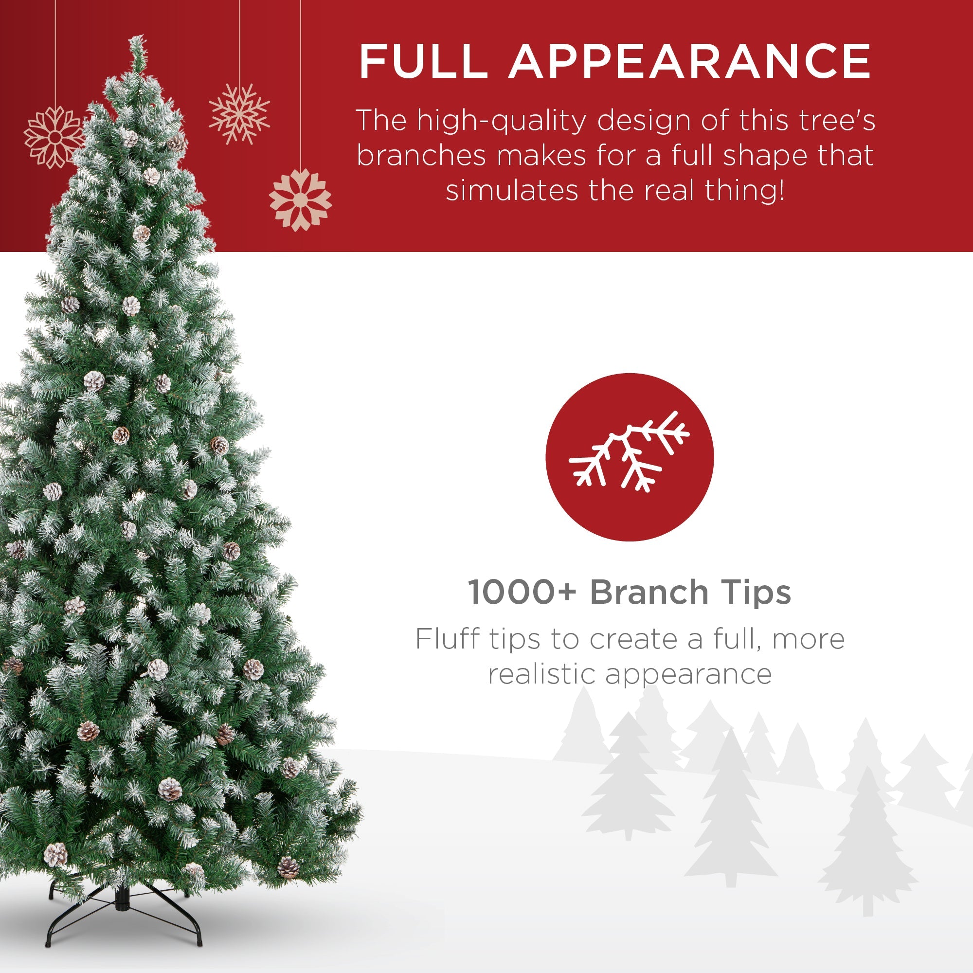 Pre-Decorated Christmas Tree w/ Pinecones Flocked Branch Tips