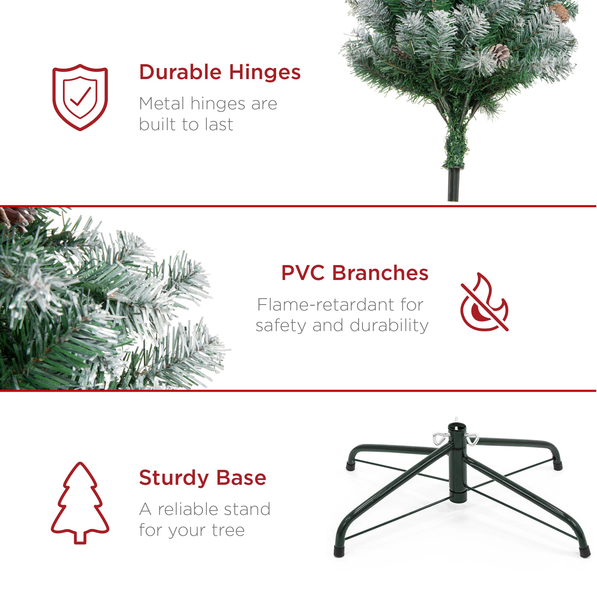 Pre-Decorated Christmas Tree w/ Pinecones Flocked Branch Tips