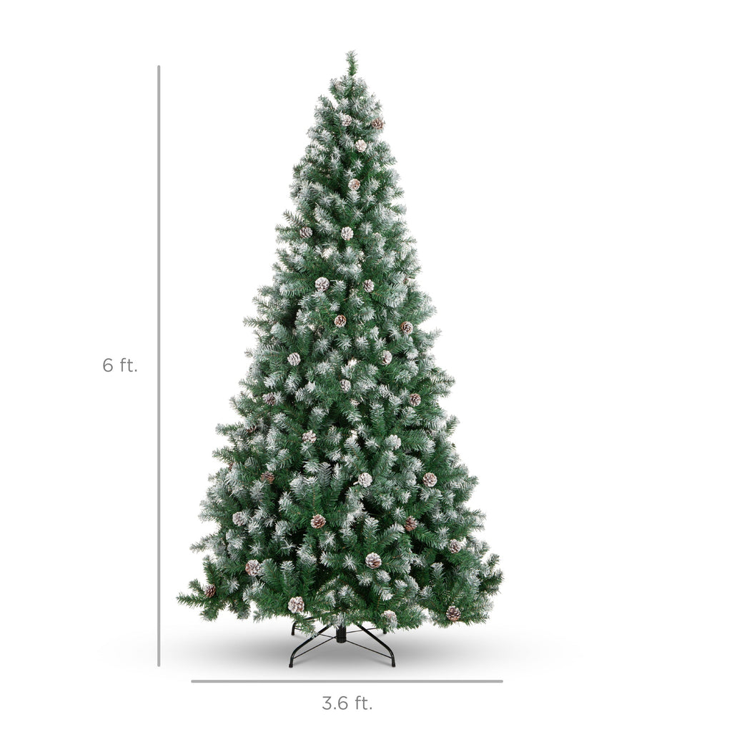 Pre-Decorated Christmas Tree w/ Pinecones Flocked Branch Tips