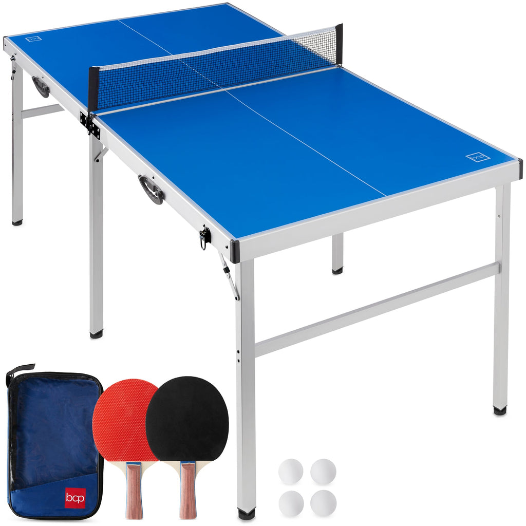 Portable Ping Pong Table Tennis Game Set w/ Paddles Balls - 6x3ft