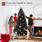 Pre-Lit Artificial Black Christmas Tree w/ Incandescent Lights Metal Stand
