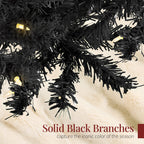 Pre-Lit Artificial Black Christmas Tree w/ Incandescent Lights Metal Stand