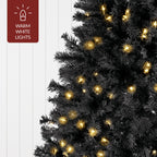Pre-Lit Artificial Black Christmas Tree w/ Incandescent Lights Metal Stand