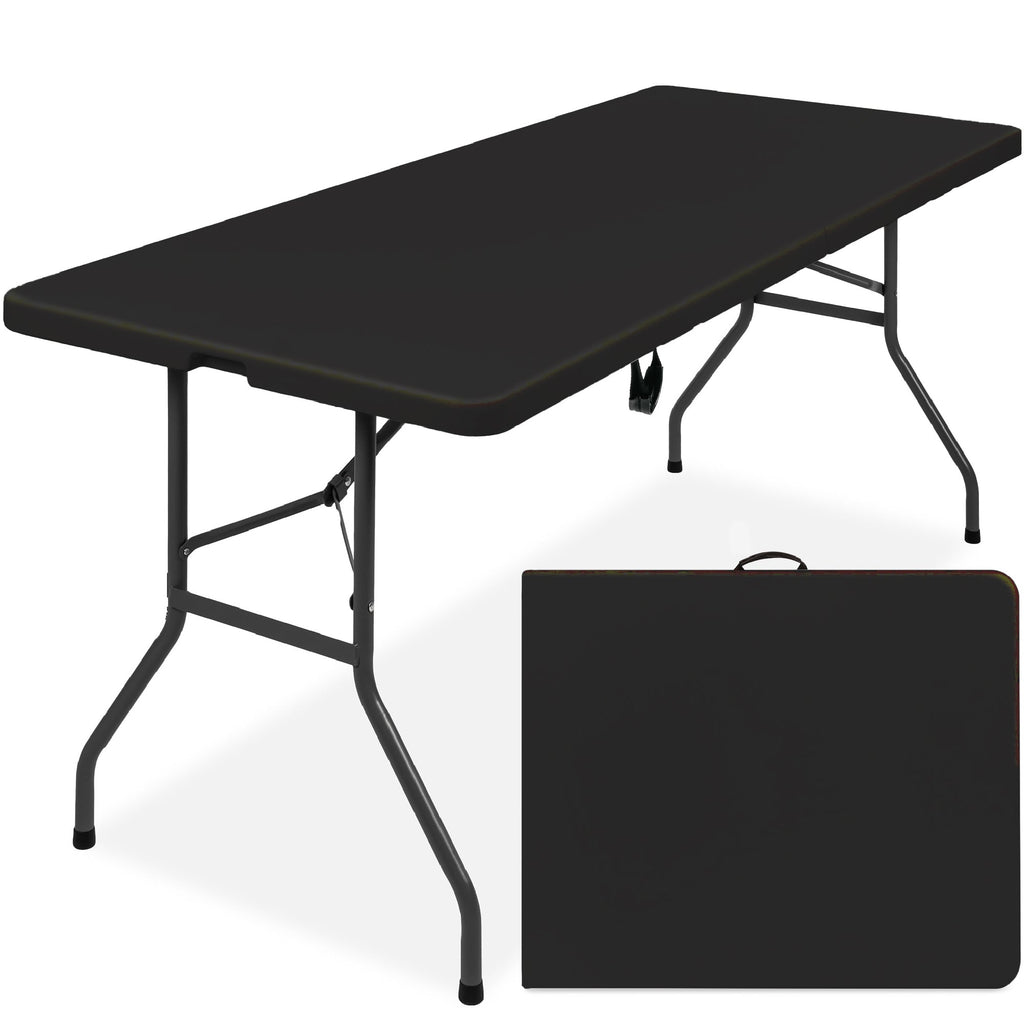 Portable Folding Plastic Dining Table w/ Handle Lock - 6ft
