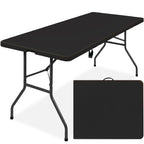 Portable Folding Plastic Dining Table w/ Handle Lock - 6ft