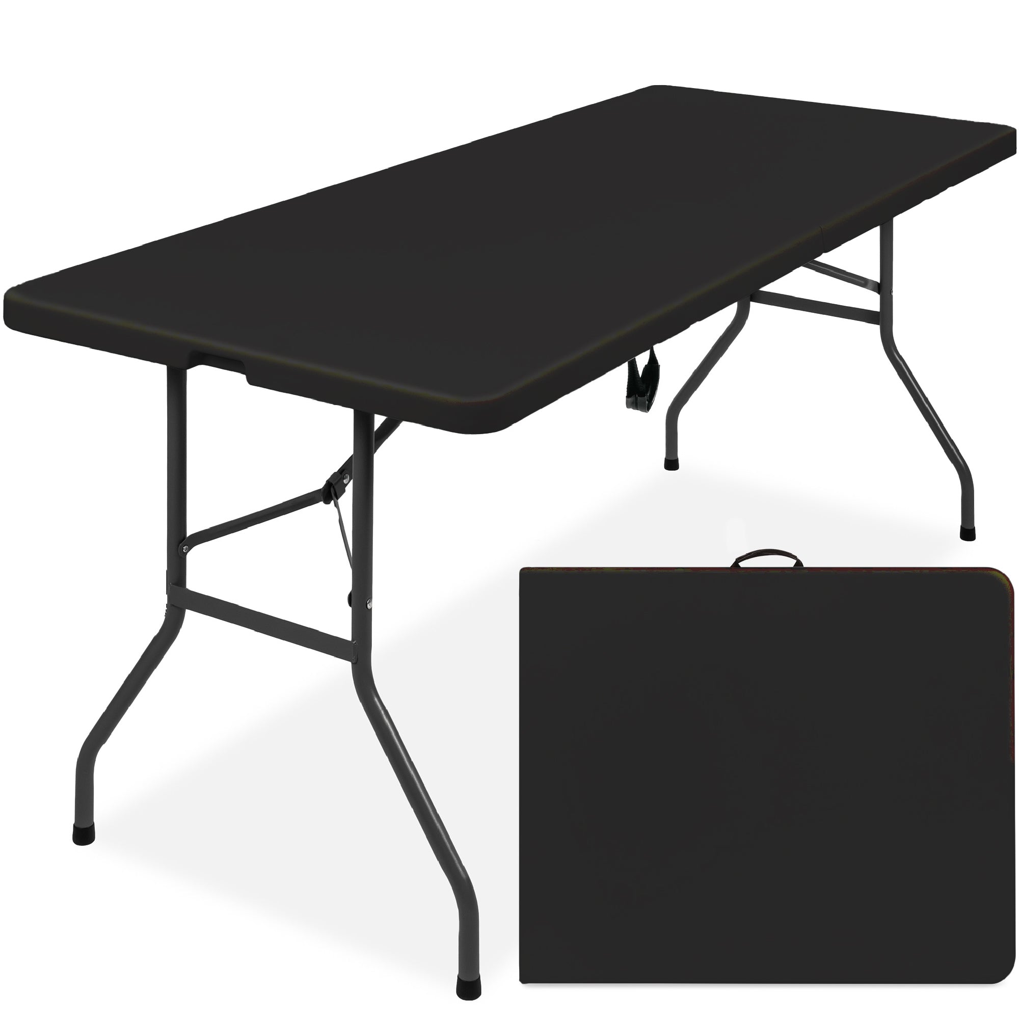 Portable Folding Plastic Dining Table w/ Handle Lock - 6ft