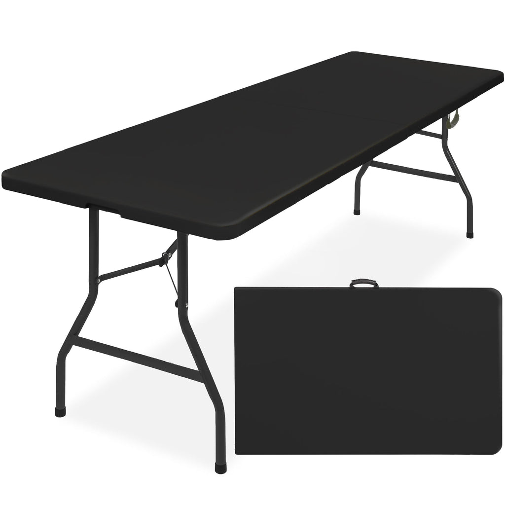 Portable Folding Plastic Dining Table w/ Handle Lock - 8ft