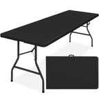 Portable Folding Plastic Dining Table w/ Handle Lock - 8ft