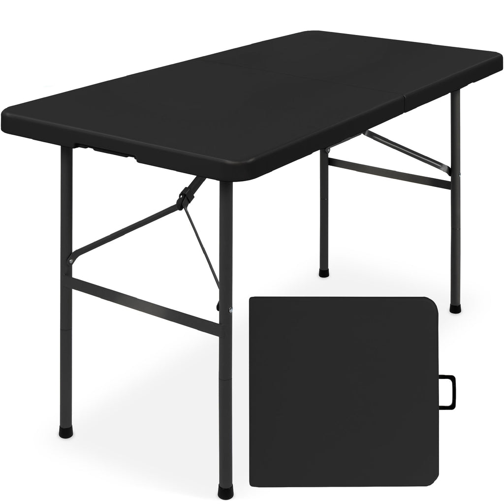 Portable Folding Plastic Dining Table w/ Handle Lock - 4ft