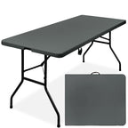 Portable Folding Plastic Dining Table w/ Handle Lock - 6ft