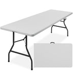 Portable Folding Plastic Dining Table w/ Handle Lock - 8ft