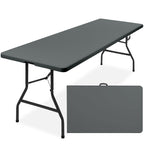 Portable Folding Plastic Dining Table w/ Handle Lock - 8ft