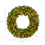 Pre-Lit Artificial Fir Christmas Wreath w/ LED Lights Plug-In PVC Tips