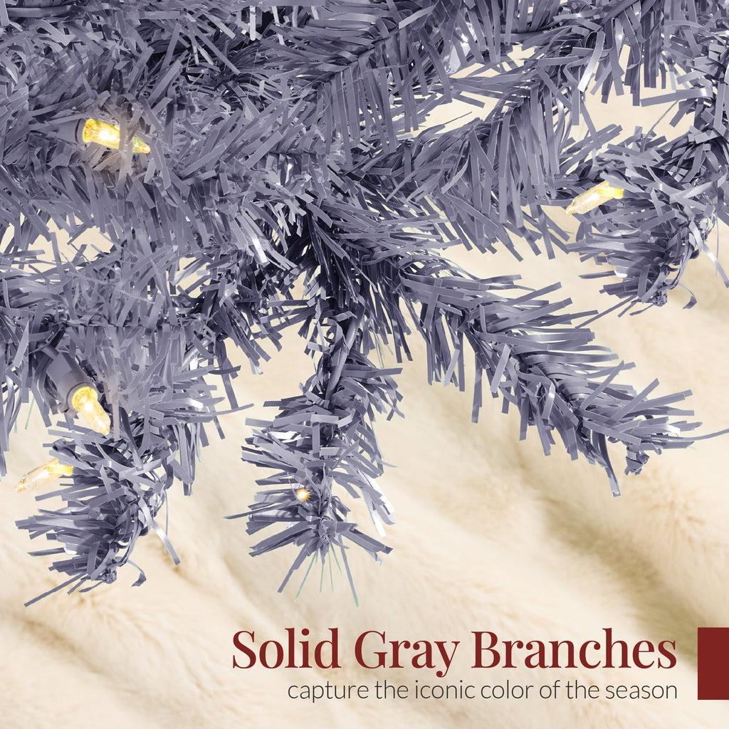 Pre-Lit Artificial Charcoal Gray Christmas Tree w/ Incandescent Lights