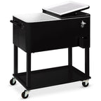 Portable Rolling Cooler Cart w/ Bottle Opener Catch Tray - 80qt