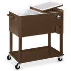 Portable Rolling Cooler Cart w/ Bottle Opener Catch Tray - 80qt