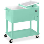 Portable Rolling Cooler Cart w/ Bottle Opener Catch Tray - 80qt
