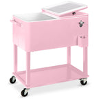 Portable Rolling Cooler Cart w/ Bottle Opener Catch Tray - 80qt