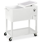 Portable Rolling Cooler Cart w/ Bottle Opener Catch Tray - 80qt