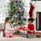 Pre-Lit Artificial Flocked Slim Aspen Noble Fir Christmas Tree w/ Stand