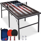 Portable Ping Pong Table Tennis Game Set w/ Paddles Balls - 6x3ft