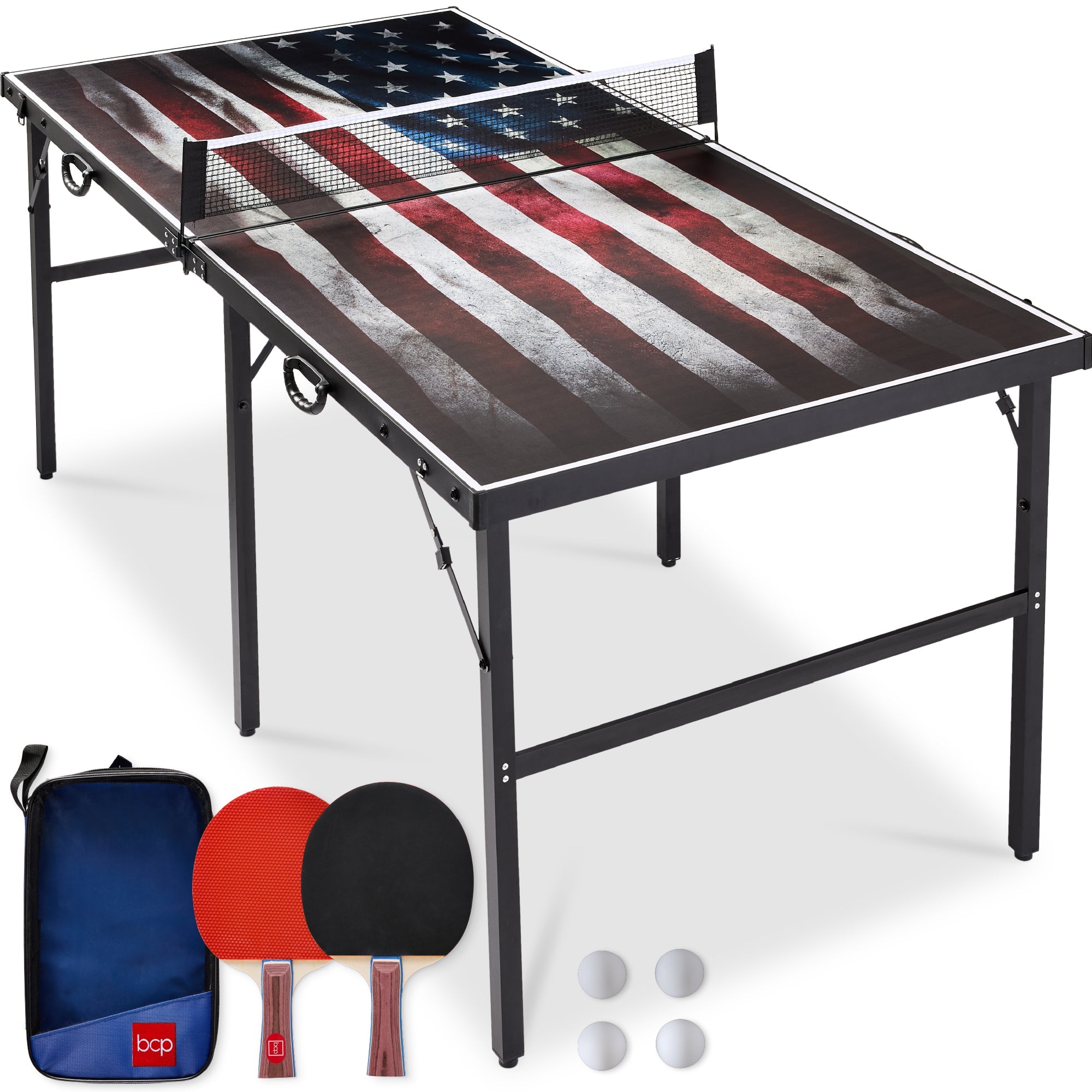 Portable Ping Pong Table Tennis Game Set w/ Paddles Balls - 6x3ft