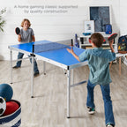 Portable Ping Pong Table Tennis Game Set w/ Paddles Balls - 6x3ft