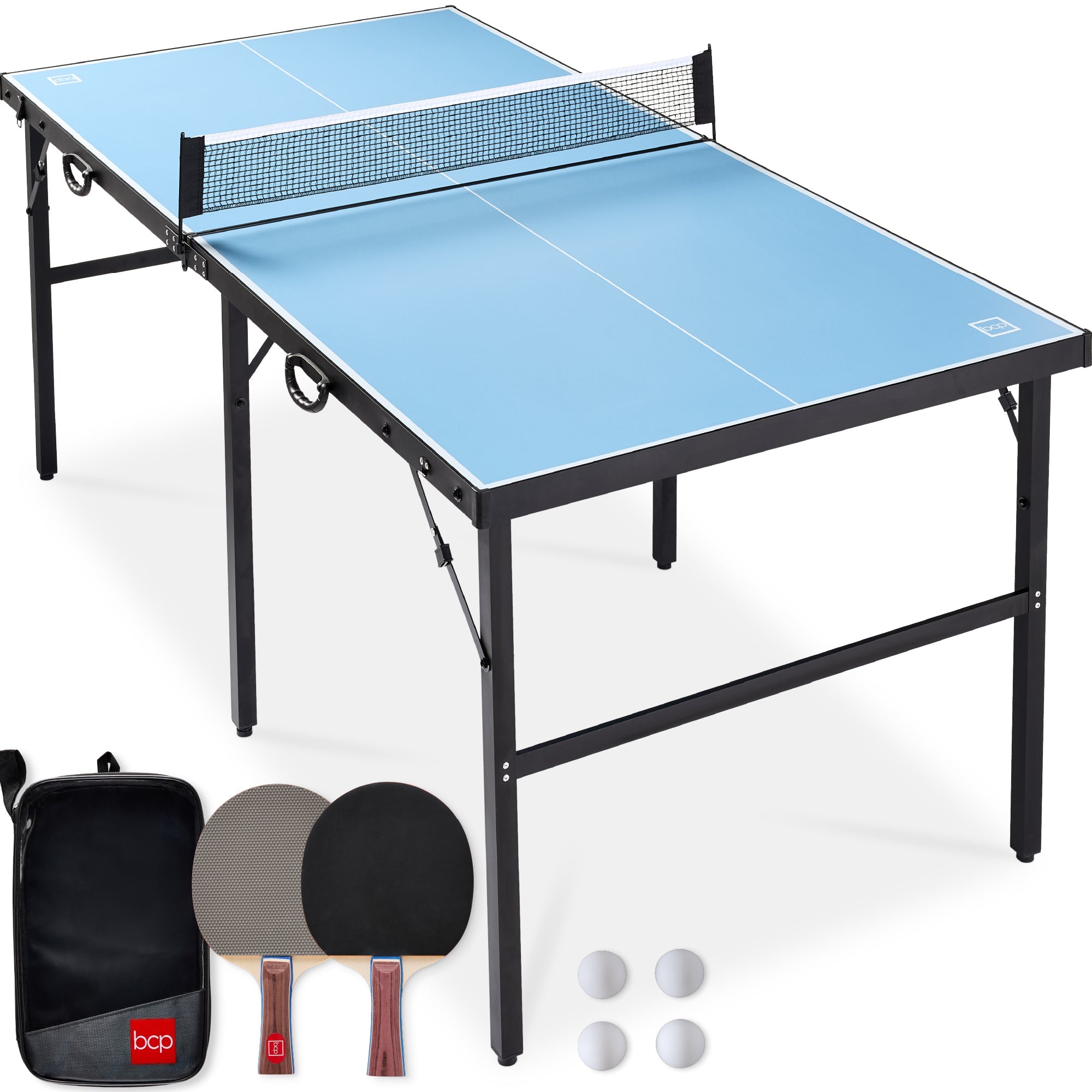Portable Ping Pong Table Tennis Game Set w/ Paddles Balls - 6x3ft