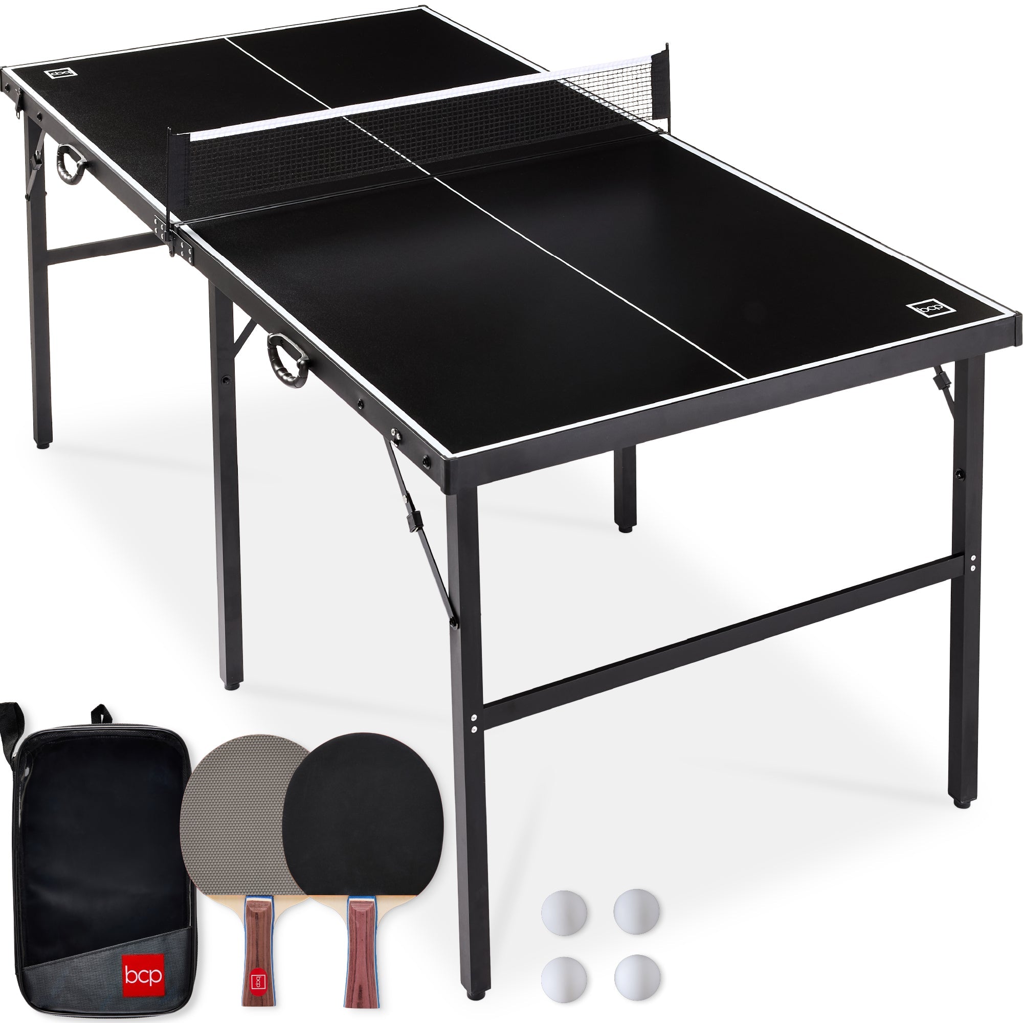 Portable Ping Pong Table Tennis Game Set w/ Paddles Balls - 6x3ft