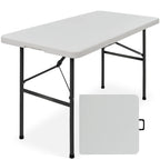 Portable Folding Plastic Dining Table w/ Handle Lock - 4ft