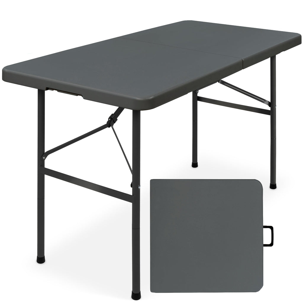 Portable Folding Plastic Dining Table w/ Handle Lock - 4ft