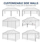 Pop Up Party Tent Canopy w/ 1-Button Easy Setup - 10x20ft